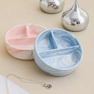 Style nordique salle de bain vanité évier organisateur plateau petit anneau marbré en céramique plat boucle d'oreille montre bijoux plateau de rangement - Product Image 3