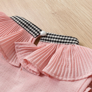 Ensemble de vêtements pour filles, enfants, école, couleur unie, avec joli nœud en dentelle et à carreaux - Product Image 5