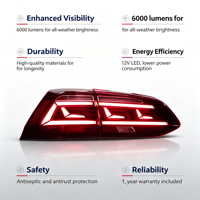 Accessoires automobiles, nouveau design, feux arrière LED pour VW MK7 2013, feux arrière R 6 3 4 5 Amaroks Boras, ensemble de feux de frein fumés