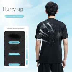 Abbigliamento Fitness estivo da <span class=keywords><strong>uomo</strong></span> t-shirt a <span class=keywords><strong>maniche</strong></span> <span class=keywords><strong>corte</strong></span> da donna <span class=keywords><strong>felpa</strong></span> sottile in rete di seta di ghiaccio larga 180g lavorata a maglia stile Casual in bianco - Product Image 1