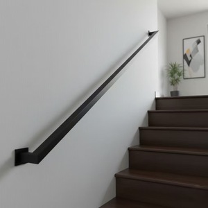 Modern Minimalist Iron Handrail Matte Black Non Slip Wall Mounted Stair Railing Kit Inclined <b>Ladder</b> Wide <b>Frame</b> - Product Image 3