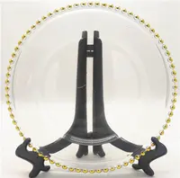 Pas cher prix haute qualité plats plaques brillant de mariage fournitures table décoratif 13/11/8.2 Pouces de perles en verre chargeur plaques