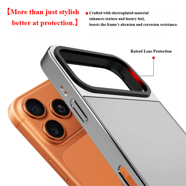 Electroplated Chrome Mirror Case for iPhone 17, Durable Hard Shell with Shock-Cushion Edges and Raised Camera Guard