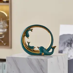 SAMINDS Home Decor Modern Art Ceramic Dolphin Statue, Table ations for Living Room Dining Coffee Centerpiece Shelf ,Great Gift I