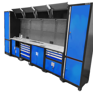 Armoires à outils modulaires modernes en acier, système d'armoires de garage robustes à fixation murale en métal, avec établi de rangement pour garage - Product Image 5