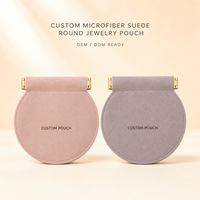 Pochette ronde en microfibre suédée personnalisée avec fermeture magnétique, sac de rangement pour boucles d'oreilles, organiseur de voyage, sacs de maquillage cosmétiques