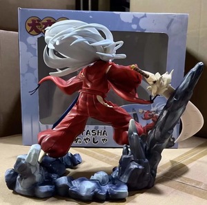 Figurines d'action d'anime <span class=keywords><strong>Inuyasha</strong></span> en gros, <span class=keywords><strong>Inuyasha</strong></span> aux cheveux blancs, scène de combat, figurine debout - Product Image 5