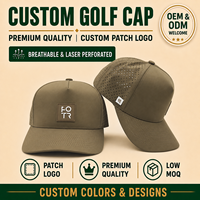 Casquette de golf sportive en Oxford imperméable à cinq panneaux, perforée au laser, respirante, faible MOQ, OEM, accessoire de sport
