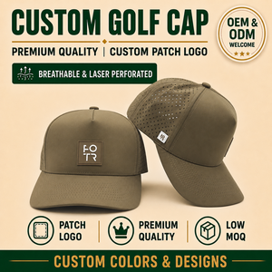 Engineered Five Panel Solid Waterproof Golf <b>Hat</b> Custom Silicone Emblem Low MOQ OEM Laser Perforated Breathable Sport Accessory - Product Image 1