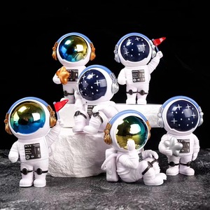 Astronaut Cake Toppers PVC Set Starry Blue Electroplated Reusable Birthday Party Decorations - Product Image 1