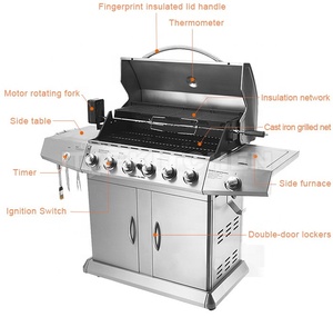 Parrilla de Barbacoa Móvil para Exteriores, Asador Giratorio de Gas para Camping, Modelo IT-6098 - Product Image 1