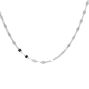 Chic Minimalist Flat Textured White Pt950 <b>Fine</b> Thin Link Chain Pendant <b>Necklace</b> Unisex Casual Daily Wear Platinum Jewelry - Product Image 3