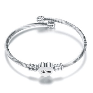 <span class=keywords><strong>Bracelet</strong></span> <span class=keywords><strong>en</strong></span> acier inoxydable tissé avec des câbles <span class=keywords><strong>en</strong></span> or 18K, cadeau de fête des mères, bijoux <span class=keywords><strong>en</strong></span> forme de cœur pour femmes - Product Image 1