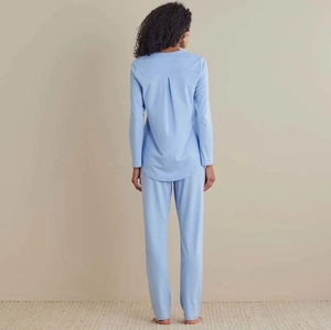 <span class=keywords><strong>Pigiama</strong></span> da <span class=keywords><strong>Donna</strong></span> in 100% Cotone <span class=keywords><strong>Blu</strong></span>, Set Due Pezzi, Abbigliamento da Notte e da Casa, Personalizzabile, ODM - Product Image 2