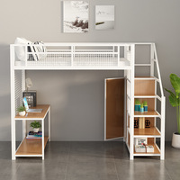 Lit superposé moderne et minimaliste en métal réglable pour petit appartement, avec bureau multifonctionnel intégré, idéal pour dortoir, garantie 8 ans