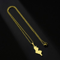 Collier pendentif carte de Tunisie évidé en or lisse 18 carats Collier cadeau pour couples en acier inoxydable Accessoires de collier
