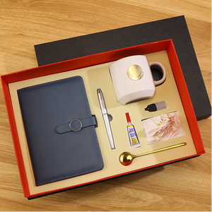 Coffret cadeau professionnel de luxe avec tasse en céramique, boîte cadeau A5 en cuir PU, stylo et cuillère boîte cadeau de papeterie de bureau avec logo personnalisé - Product Image 4