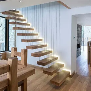 Duplex personnalisé Maison Escaliers Escaliers En Porte-à-faux/Escalier Flottant En Verre