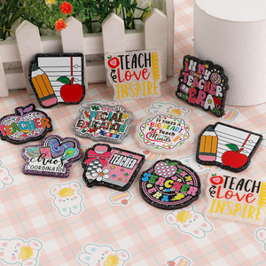 Custom Teacher Badge Reel Notebook Student Acrylic Badge Accessories for <b>Id</b> Card Badge Ree <b>Holder</b> Acrylic flat back - Product Image 1