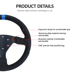 Nuevo volante de carreras de radios de aluminio de gamuza Universal de 330mm Joystick inteligente con cable para PC y Smart TV Car Sport Use - Product Image 4