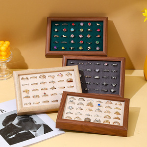 Organizador de Anillos de Madera para Montar en la Pared, Bandeja de Exhibición de Joyas de Terciopelo para el Hogar, Exhibición en Tiendas - Product Image 2