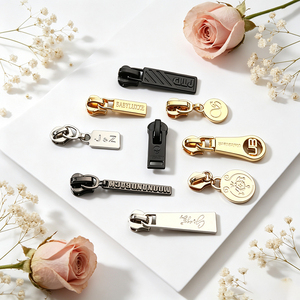Custom Metal Zipper with Custom Logo Zinc Alloy Zipper <b>Puller</b> Embossed Zipper Pull Tab for Garment Handbag Hardware - Product Image 3