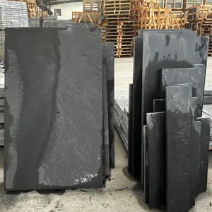 Factory Sale Natural Stone Tiles Black Colour Paver Split Surface Antiskid Slate Floor Tiles For Patio