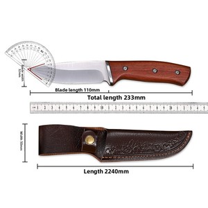มีดพกพาลายกระดูกมังกร ด้ามไม้มะเกลือดำ ยี่ห้อ <span class=keywords><strong>Warrior</strong></span> พร้อมปลอกหนังลายนูน พกพาสะดวกสำหรับกิจกรรมกลางแจ้ง - Product Image 6