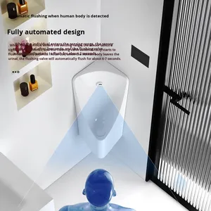 Küçük Daire Köşe Sensörlü Pisuar Seramik Üçgen Duvara Monte Sifonsuz Temassız Manuel Kombine Tuvalet Otel Kullanımı İçin - Product Image 3