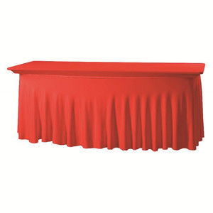 Faldas de mesa de boda con volantes blancos modernos, cubierta de mesa elástica de Spandex, uso de banquete para restaurante en casa, mantel elástico - Product Image 5