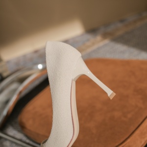 รองเท้าแต่งงานหนังแท้สำหรับผู้หญิงสไตล์ฝรั่งเศส-เกาหลี แบบสวม ปรับสายรัดได้ ปิดนิ้วเท้า ใส่ได้สองแบบ ส้นบางใหม่ สำหรับเจ้าสาว ส้นสูง - Product Image 6