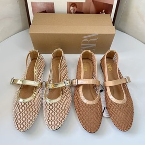ZA2025 <span class=keywords><strong>Zapatos</strong></span> de Ballet Planos para Mujer Nuevos de Malla Calada de Diseño Europeo y Americano Tendencia de Moda de Verano <span class=keywords><strong>Zapatos</strong></span> de Boca Baja para Mujer - Product Image 1