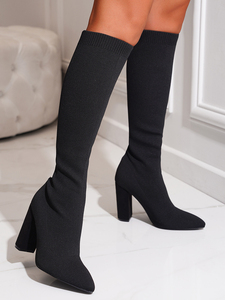 Hot Women's <b>Boots</b> 2024 New Knitted Elastic Comfortable Mid-length <b>Boots</b> 35-42 Size - Product Image 4