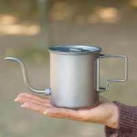 Tasse à café et thé portable en titane pur écologique pour extérieur, avec bec verseur amovible – 420 ml, idéale pour le camping