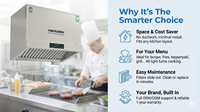 Hotte murale sans conduit en acier inoxydable certifiée CE ISO avec éclairage, filtre à fumée haute efficacité et filtre à baffle pour cafés, salades et bars à aliments