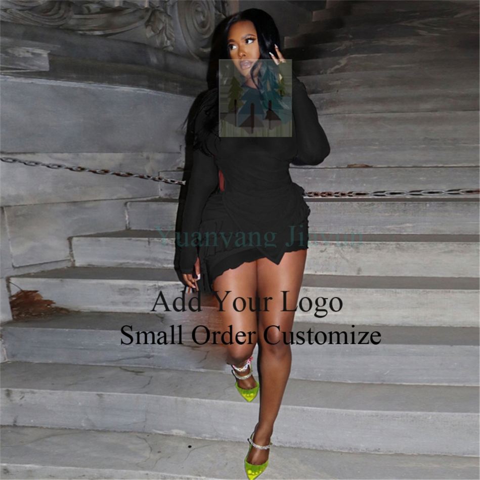 knee length dresses for ladies Show Out Mock Neck Cutout Mesh Mini Dress