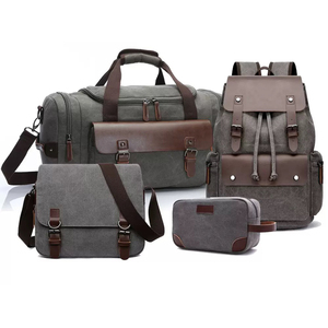 Set de Viaje Impermeable de Lona Combinado de Fábrica: Mochila, Bolso de Lona, Bandolera y Neceser 4 en 1 al por Mayor con Forro de Poliéster - Product Image 1