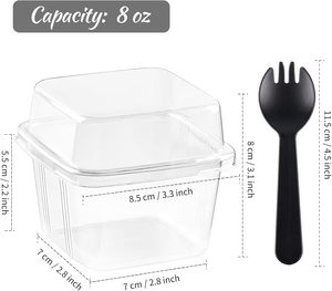 Vasos Desechables Transparentes Cuadrados de PET para Postres y Mousse, 420 ml, con Tapa Plana, Venta al Por Mayor Personalizada - Product Image 2