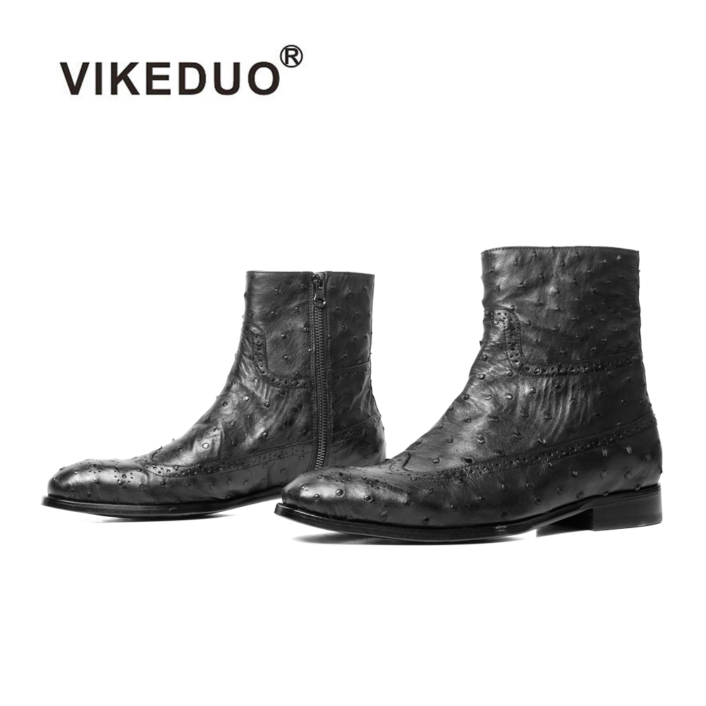 Amazon.com: Bota original de piel de avestruz negra de piel y puntera de  piel : Ropa, Zapatos y Joyería