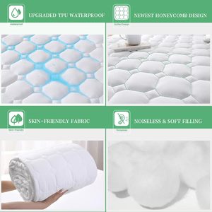 Protège-<span class=keywords><strong>matelas</strong></span> matelassé imperméable de luxe, lavable en machine, confortable, disponible en différentes tailles, anti-punaises de lit - Product Image 3