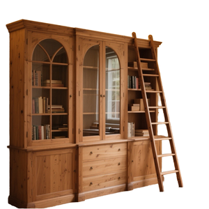 Libreria e Cantinetta in Rovere Massiccio Stile Retrò Francese di Lusso Personalizzata con Elementi Espositivi Origine Cina - Product Image 1