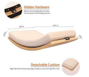 Étagères murales pour chat personnalisées, étagère flottante incurvée pour chat, lit perchoir avec coussin, meubles muraux en bois pour chat, pour grimper et <span class=keywords><strong>dormir</strong></span> - Product Image 2