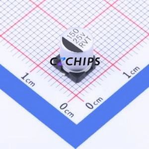 Condensador Electrolítico de Aluminio SMD RVT1E151M0607 150UF 25V, D6.3xL7.7mm 20% 100mA-120Hz - Product Image 1
