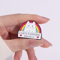 Chine fabricant arc-en-ciel lettres anglaises chat blanc Badge métal émail doux épingles Badges chat épinglettes