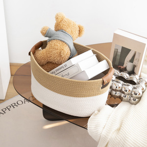 Corde de coton tissé jouet Snack panier bureau panier de rangement poignée en <span class=keywords><strong>cuir</strong></span> panier de rangement panier - Product Image 3