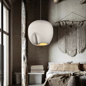 Hiện đại Nhật Bản hiện đại LED treo đèn nhựa trắng mặt dây chuyền Đèn chùm với wabi Sabi khái niệm hình bầu dục nhỏ hình dạng - Product Image 3