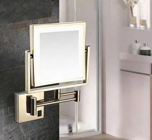 Espejo de Maquillaje LED con Luz, Sin Perforación, Montado en la Pared, Plegable, Retráctil, Aumento de Doble Cara, Espejo de Belleza para Baño - Product Image 4