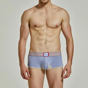 CELINNE Front Button Fly Low Waist Men's <b>Boxer</b> Briefs Striped Elastic Waist Soft Modal Breathable Sport Men Underwear - Product Image 4