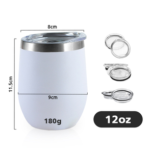 Bicchiere Termico a Forma di Uovo in Acciaio Inox 12oz con Logo Personalizzato, Doppia Parete Isolata, Rivestimento in Polvere, Coperchio in Plastica, Adatto per Acqua Bollente - Product Image 3