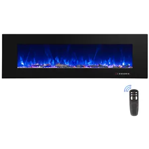 Luxstar White Modern Wall Mounted Fire Burner Indoor with Logs and Crystals Not for Recessed Electric Fireplace Heating